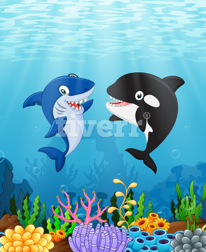 Gehru the shark meets Jorka the orca