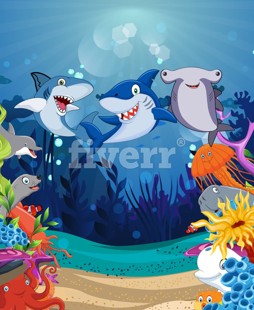 A school of sea creatures in the reef